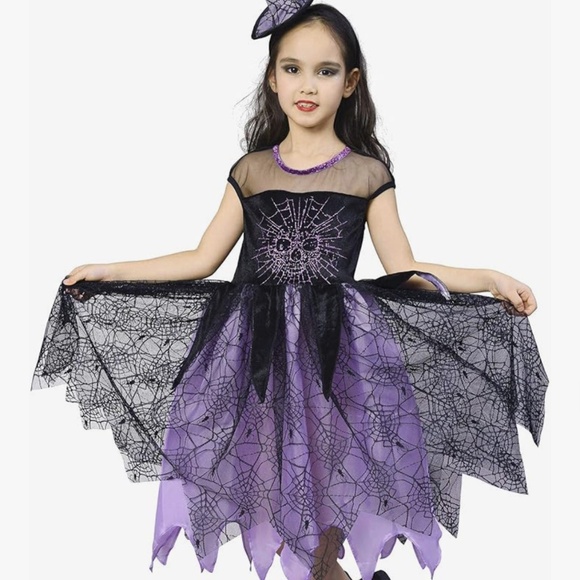 NEW Magical Witch Costume with Hat Headband Girls 7-8 Years - Picture 2 of 11